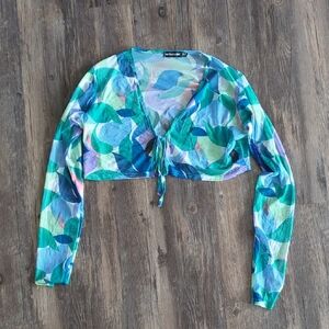 Pretty Little Thing Mesh Long Sleeve Crop Cover Top
